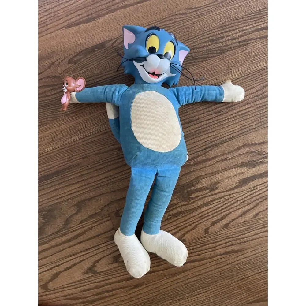 VTG 1965 Mattel Tom & Jerry Blue Corduroy Plush Doll: Non Talking, Has Stains